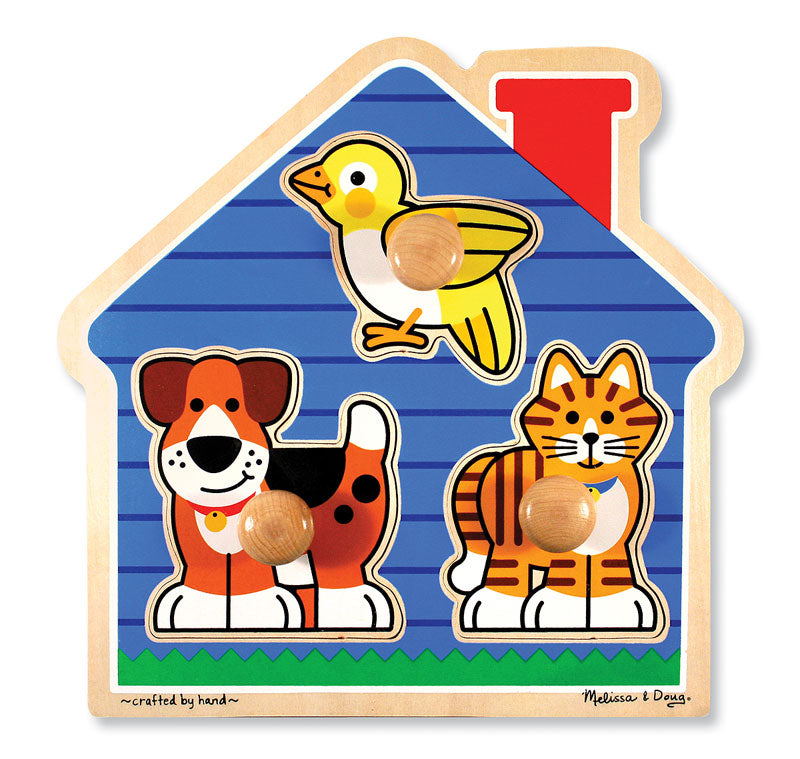 Melissa and Doug House Pets Jumbo Knob Puzzle - 3 Wooden Pieces Ages 1+ Item # 2055