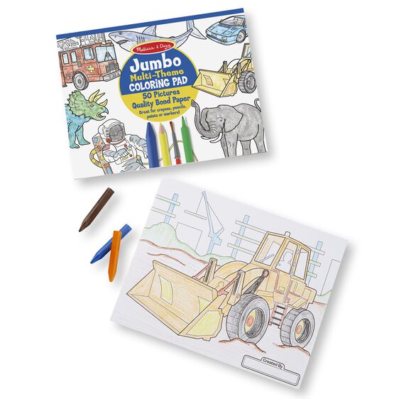 Melissa and Doug Jumbo Multi-Theme Coloring Pad Blue 000772042260 50 Pages Ages 3+