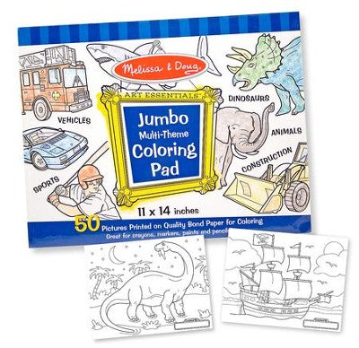 Melissa and Doug Jumbo Multi-Theme Coloring Pad Blue 000772042260 50 Pages Ages 3+