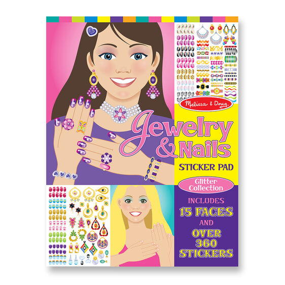 Jewelry and Nails Sticker Pad Glitter Collection Melissa and Doug Ages 4+