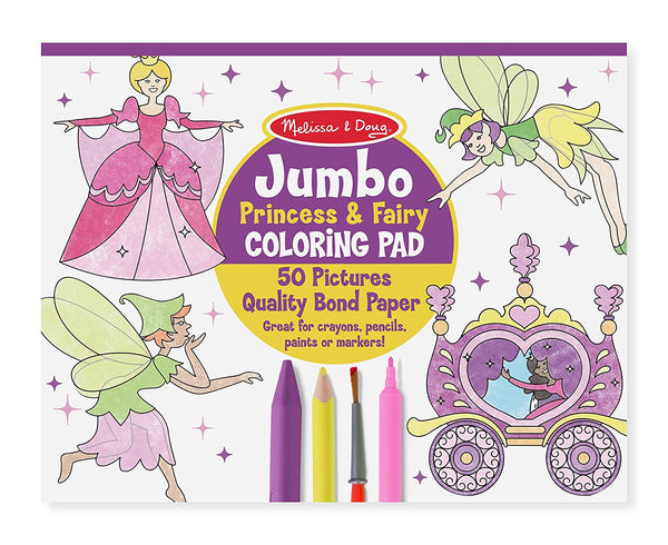 Melissa & Doug - Princess & Fairy Jumbo Coloring Pad [Home Decor]- Olde Church Emporium