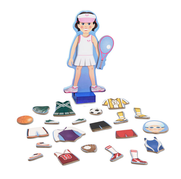 Melissa and Doug - Julia Wooden Magnetic Dress Up Athletic Sports Activities Ages 3+ Item 3560