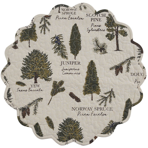 Park Fir Tree Round Quilted Placemat 17 Inches Round Scalloped