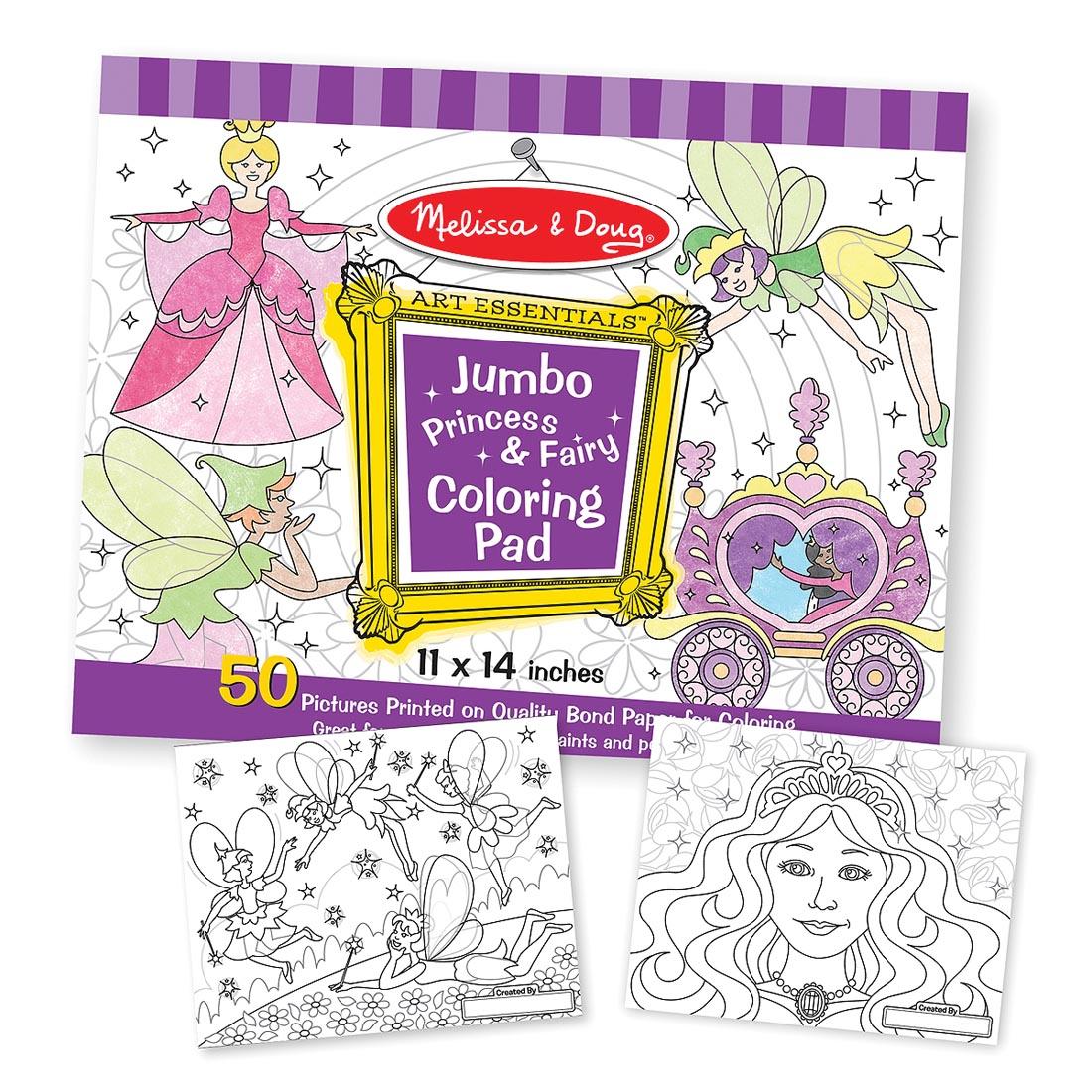 Melissa & Doug Princess & Fairy Jumbo Coloring Pad Ages 3+ 11x14 Inches # 4263