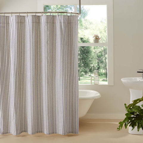VHC Kaila Ticking Stripe Shower Curtain 72x72 Inches Farmhouse Country Style