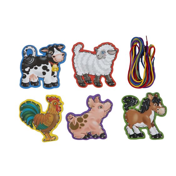 Melissa & Doug Lace and Trace Activity Set Farm Animals 5 Wooden Panels and 5 Matching Laces Ages 3+