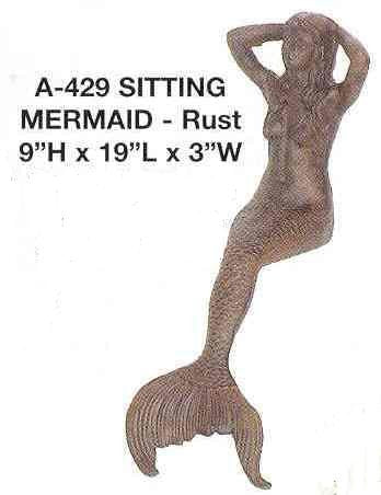 Cast Iron  -  Decorative Detailed Sitting Mermaid  for Pool or Patio - 2 Colors - Olde Church Emporium