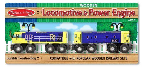 Melissa & Doug Locomotive and Powerl Engine Wooden Railway Set for 3yrs + - Olde Church Emporium