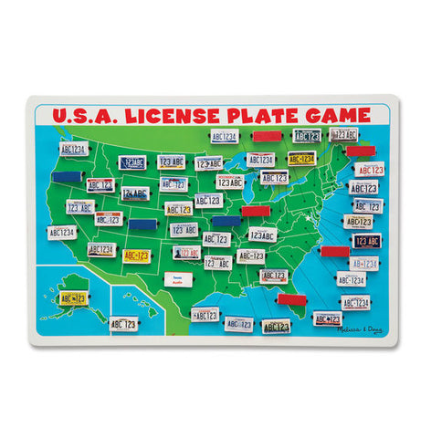 Melissa & Doug - Flip to Win Travel License Plate Game Wooden U.S. Map Game Board - Olde Church Emporium