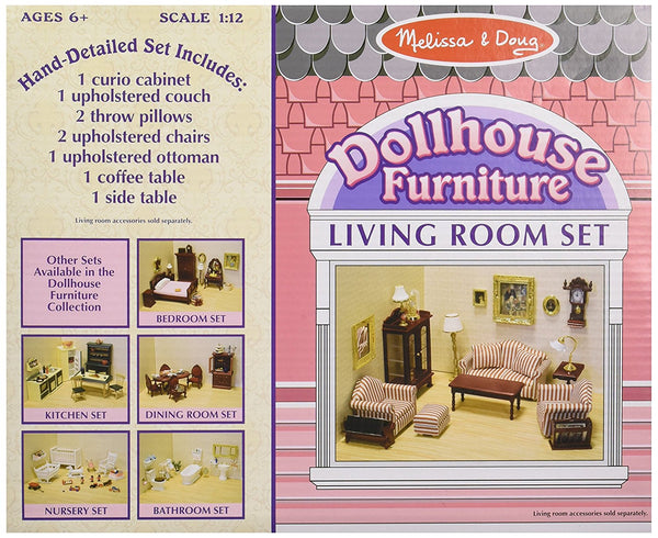 Melissa & Doug - Classic Victorian Wooden and Upholstered Dollhouse Living Room Furniture (9 pieces) [Home Decor]- Olde Church Emporium