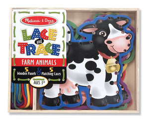 Melissa & Doug - Lace and Trace Activity Set: 5 Wooden Panels and 5 Matching Laces - Farm Animals [Home Decor]- Olde Church Emporium