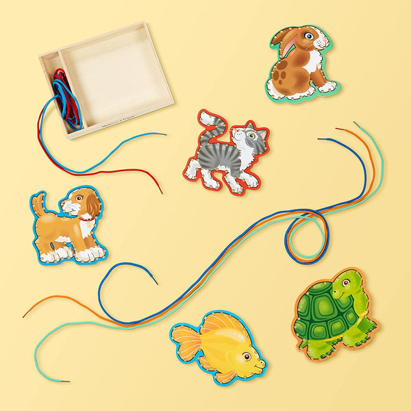 Melissa & Doug Lace and Trace Pets Activity Set 5 wooden panels and 5 matching laces Ages 3+