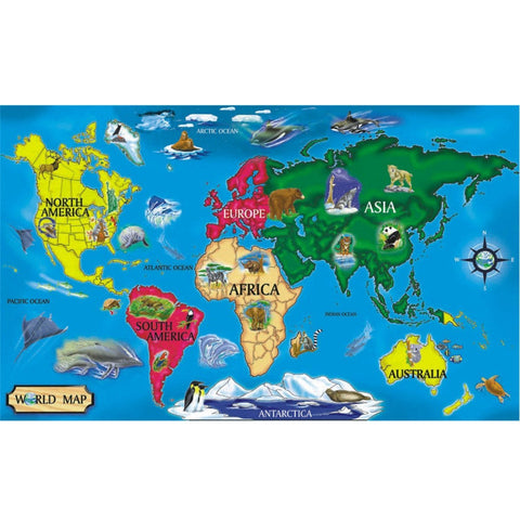 Melissa and Doug - 33 Piece World Map Extra Large Floor Puzzle - 2 x 3 Feet [Home Decor]- Olde Church Emporium