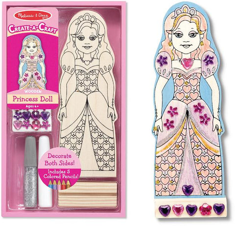 Melissa & Doug Create-A-Craft PRINCESS DOLL Pink Toy Wooden - Olde Church Emporium