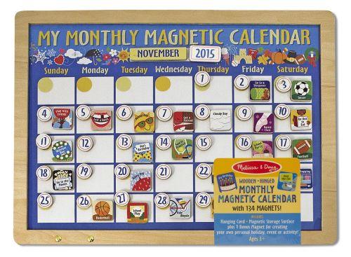 Melissa and Doug - My Monthly Magnetic Calendar - Wooden Hinged 134 Magnets - Olde Church Emporium