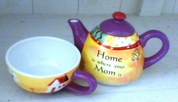 Tea for One Set - Home is where Mom is  - Colorful and Cheery Set - Olde Church Emporium