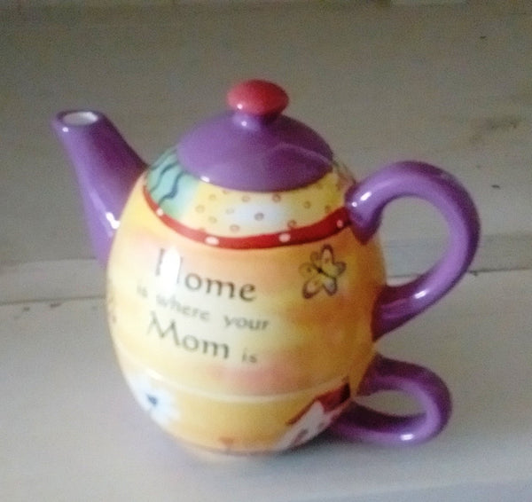 Tea for One Set - Home is where Mom is  - Colorful and Cheery Set - Olde Church Emporium