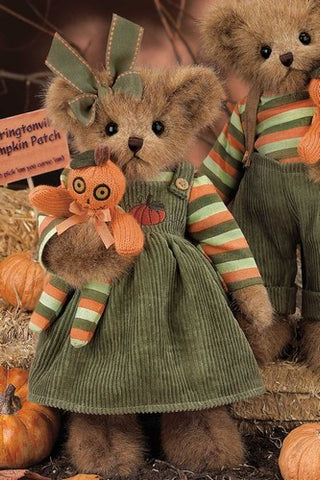 Bearington - Halloween Bear Peggy and Punkin - Fall, Pumpkin, Collectible Retired Bear