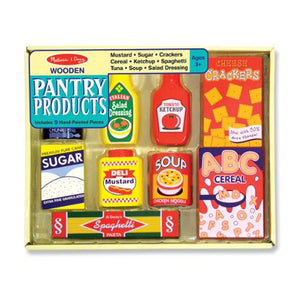 Melissa & Doug Wooden Pantry Products Play Food Set (9 pcs) Hand Painted Ages 3+ Item # 4077