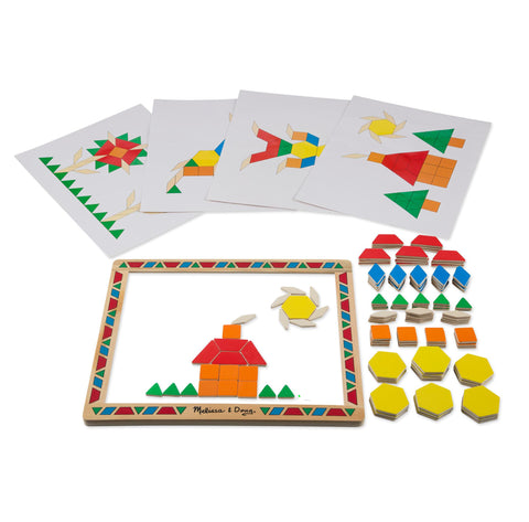Melissa & Doug - Deluxe Wooden Magnetic Pattern Blocks Set - Educational Toy With 120 Magnets and Carrying Case - Olde Church Emporium