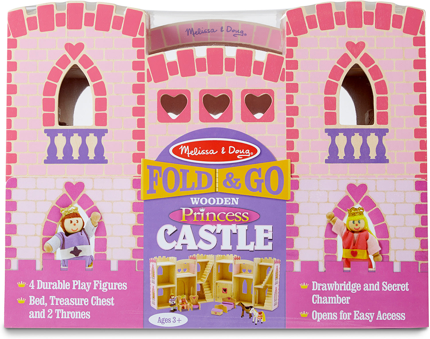 Melissa and Doug Fold & Go Princess Castle 000772037082 9 wooden play items Age 3+