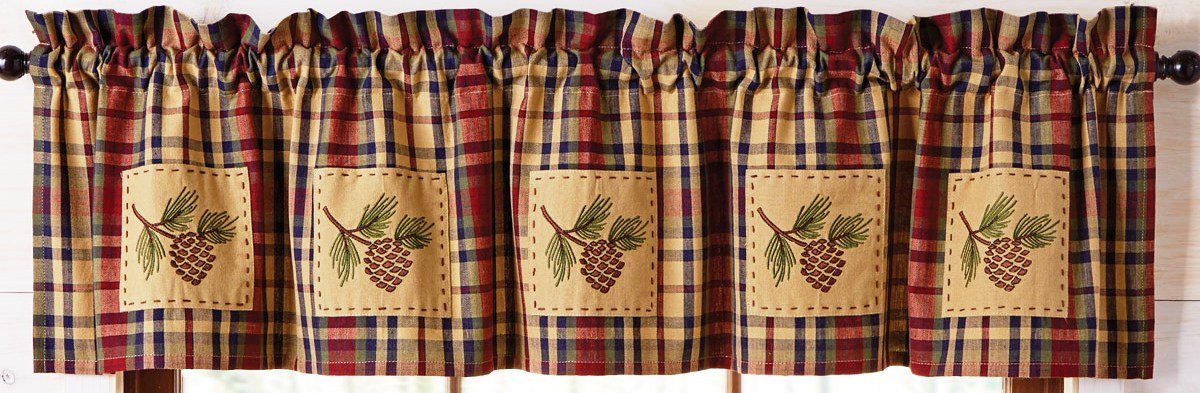Park Designs Pinecone Patch Lined 100% Cotton Valance, 60 X 14 Inches - Olde Church Emporium