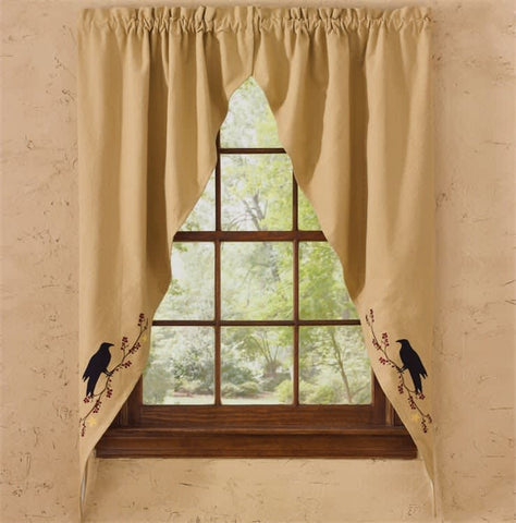 Park Primitive Crow Lined Romantic Window Swag 72 x 63 Inches  Farmhouse, Country
