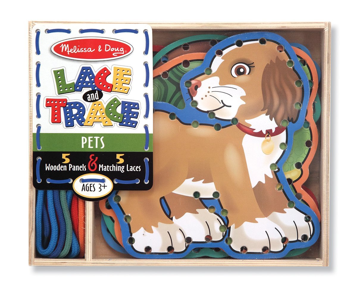Melissa & Doug - Lace & Trace Pets 5 wooden panels and 5 matching laces [Home Decor]- Olde Church Emporium