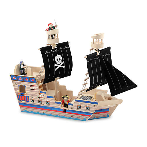 Melissa and Doug Deluxe Pirate Ship Play Set Wooden 000772021616 Ages 3 years +