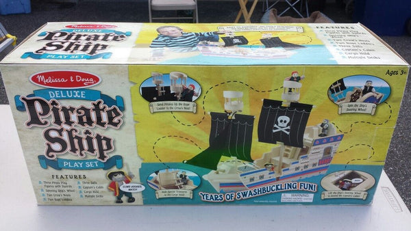 Melissa and Doug Deluxe Pirate Ship Play Set Wooden 000772021616 Ages 3 years +