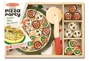 Melissa and Doug - Mix and Match Wooden Pretend Play Pizza Party Set [Home Decor]- Olde Church Emporium