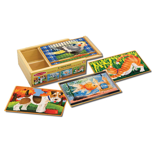 Melissa & Doug Pets Wooden Jigsaw Puzzles in a Box 4 Puzzles # 3790 Ages 3+
