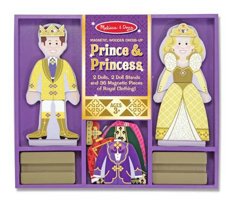 Melissa and Doug Wooden Magnetic Dress Up Prince and Princess Set 40 Pcs. Ages 3+