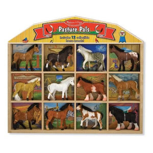 Melissa & Doug - Pasture Pals 12 Collectible Horses With Wooden Barn-Shaped Crate [Home Decor]- Olde Church Emporium