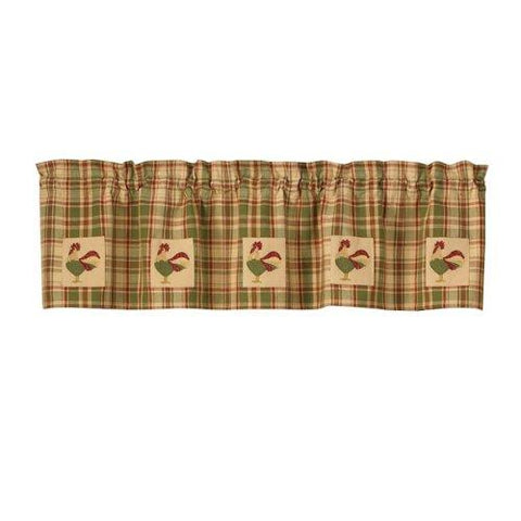 Park Designs Sage "Rooster" Lined Valance 60 inches x 14 inches - Olde Church Emporium