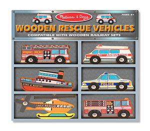 Melissa & Doug - Deluxe Wooden Rescue Vehicles Set - Olde Church Emporium