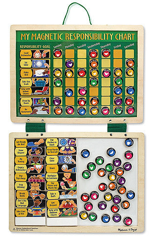 Melissa & Doug - Deluxe Wooden Magnetic Responsibility Chart With 90 Magnets - Olde Church Emporium