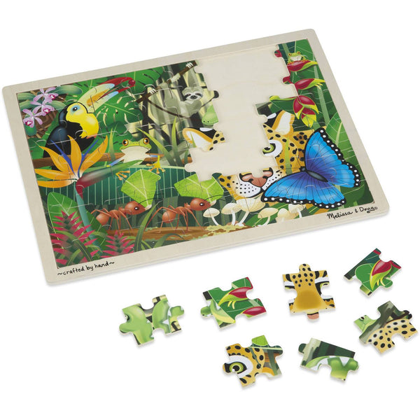 Melissa & Doug Rainforest Wooden Jigsaw Puzzle With Storage Tray (48 pcs) Ages 4+ - Olde Church Emporium