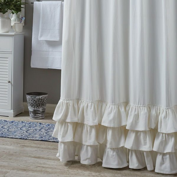 Park Design Ruffled Shower Curtain 72 x 72 Inches White Formal  Bathroom - Olde Church Emporium