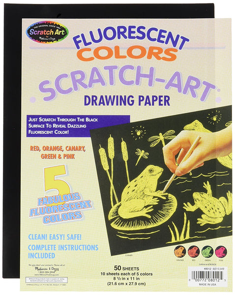 Melissa & Doug Scratch Art Paper, Fluorescent Assortment (8.5 x 11 inches) - 10 Sheets 5 Colors Ages 5+ - Olde Church Emporium