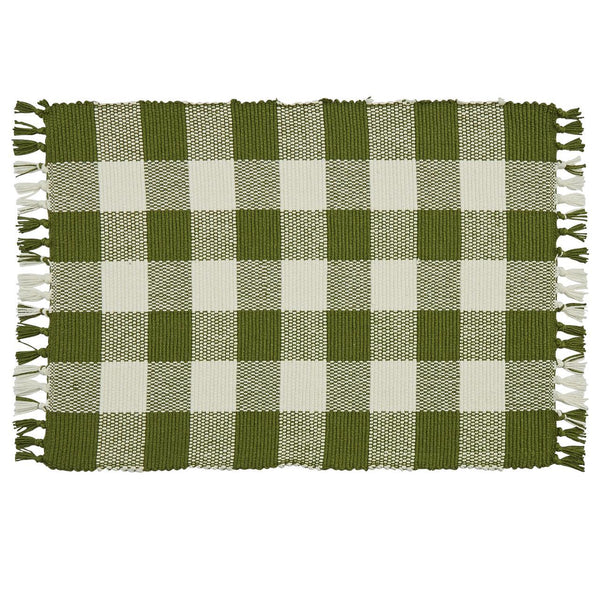Park Design Wicklow Fringed Sage Buffalo Check Placemats - 13 x 19 Inches - Olde Church Emporium
