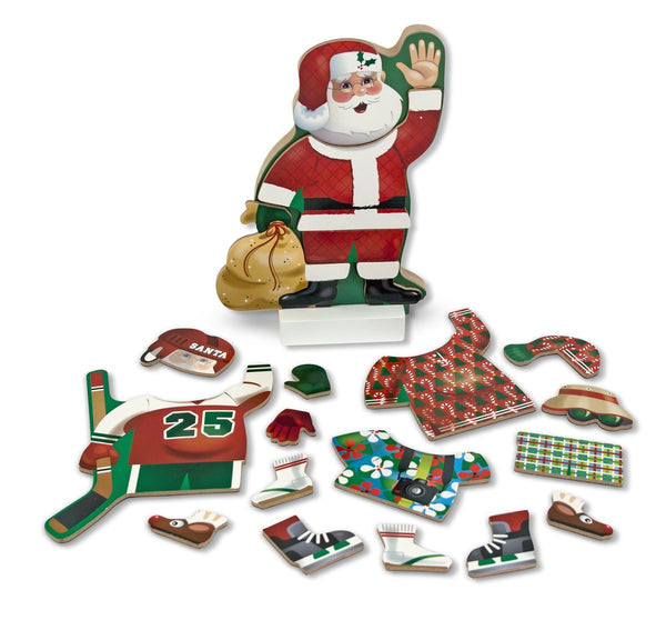 Melissa & Doug - Santa Wooden Dress-Up Doll and Stand With Magnetic Accessories (22 pcs) [Home Decor]- Olde Church Emporium