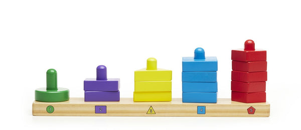Melissa & Doug - Stack and Sort Board - Wooden Educational Toy With 15 Solid Wood Pieces [Home Decor]- Olde Church Emporium
