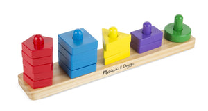 Melissa & Doug - Stack and Sort Board - Wooden Educational Toy With 15 Solid Wood Pieces [Home Decor]- Olde Church Emporium