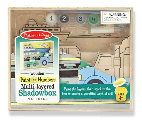 Melissa and Doug Vehicles Wooden Shadowbox ~Paint by Numbers Ages 4 and UP - Olde Church Emporium