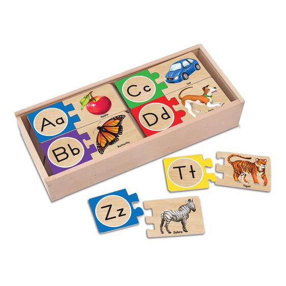 Melissa and Doug Self-Correcting Wooden Alphabet Letter Puzzles Ages 4 and UP - Olde Church Emporium