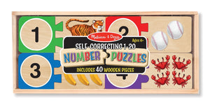 Melissa & Doug  - Self Correcting Wooden Number Puzzles With Storage Box (40 pieces) Ages 4+ [Home Decor]- Olde Church Emporium