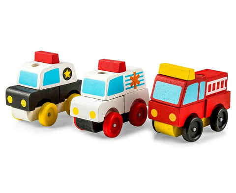 Melissa & Doug Wooden Stacking Emergency Vehicles Ages 3+ Item # 3075 3 Take Apart Vehicles