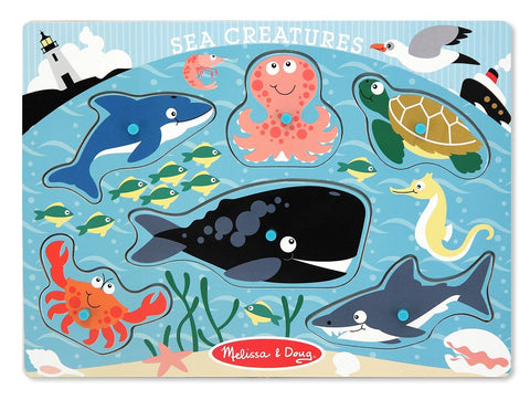 Melissa & Doug Sea Creatures  6 Piece Wooden Peg Puzzle - Olde Church Emporium