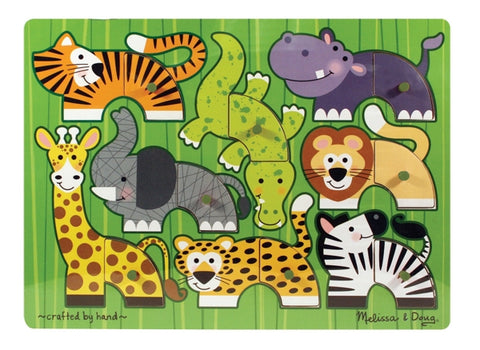 Melissa and Doug Wooden Safari Mix N Match Peg Puzzle Item # 3266 Ages 2+ Hand Crafted